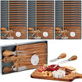 Ziliny 36 Set Bridal Baby Shower Cheese Prizes Wooden Square Board Gift Set Knives Forks Thank You Tags with Box for Guests for Valentines Bridal Baby Shower Housewarming Gifts (Acacia Color)
