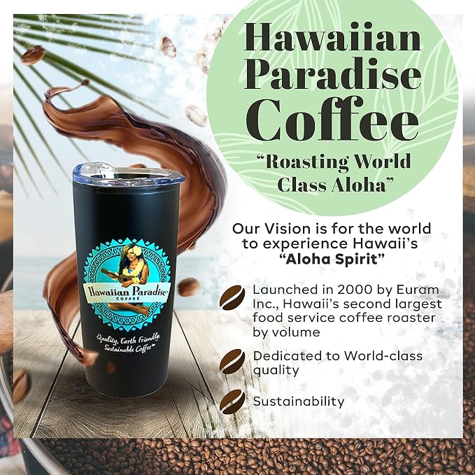 Hawaiian Paradise Coffee Coconut Flavored Ground Coffee 24oz Bag, 100% Arabica - Premium Rich Flavored, Finest Beans & Sustainably Grown.