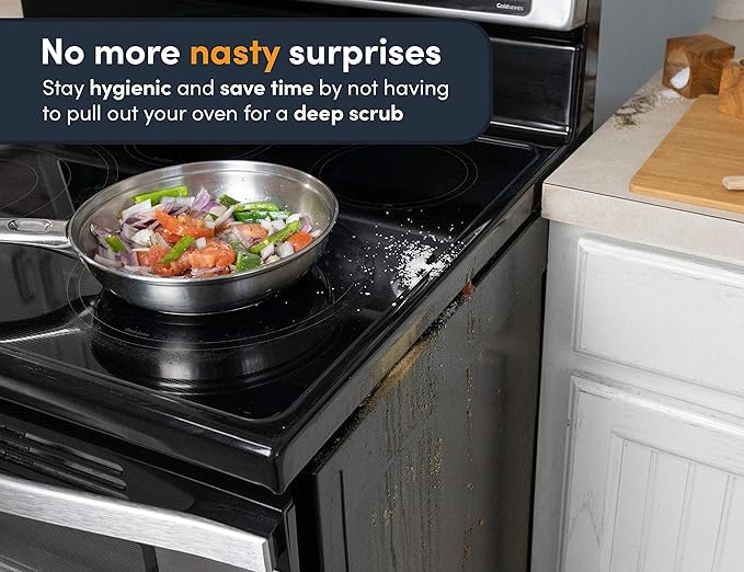 Linda’s Essentials Silicone Stove Gap Covers (2 Pack), Heat Resistant Oven Gap Filler Seals Spaces Between Stovetop and Counter, Easy to Clean Stove Side Guard (25 Inches, White)