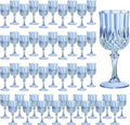 7OZ Plastic Wine Glasses, Reusable Vintage Goblets Unbreakable Drinking Glasses Crystal Water Cups Champagne for Wedding, Parties (48, Blue)