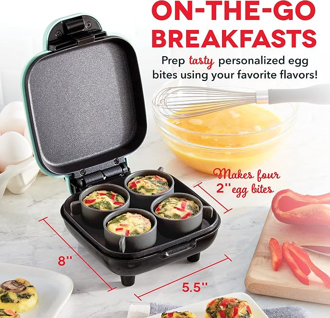 DASH Deluxe Sous Vide Style Egg Bite Maker with Silicone Molds for Breakfast Sandwiches, Healthy Snacks or Desserts, Keto & Paleo Friendly, (1 large, 4 mini) - Aqua (Pack of 8)
