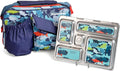 PlanetBox Rover Stainless Steel Bento Box Style Lunch Box Kit for Kids with 5 Compartments, Camo Shark Edition includes Insulated Lunch Bag, Leakproof Food Containers and Matching Magnets