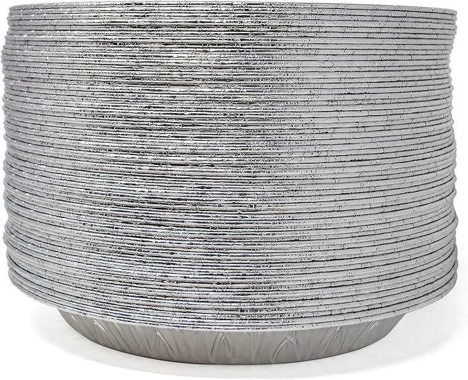 Fig & Leaf (60 Pack) Premium 9-Inch Pie Pans l Disposable Aluminum Foil l Heavy-Duty l Tin Plates for Tart Quiche Pies