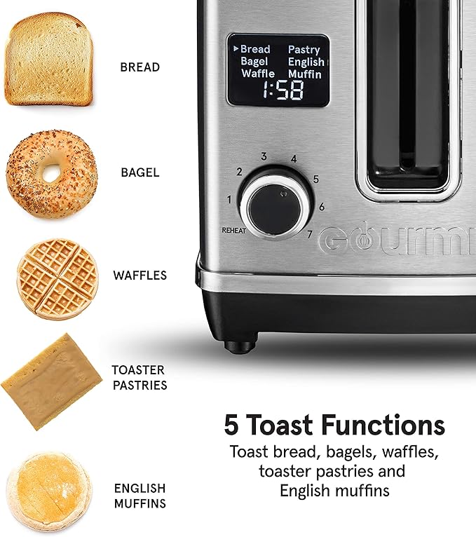 Gourmia GDT2650 Digital Multi-Function Stainless Steel Toaster