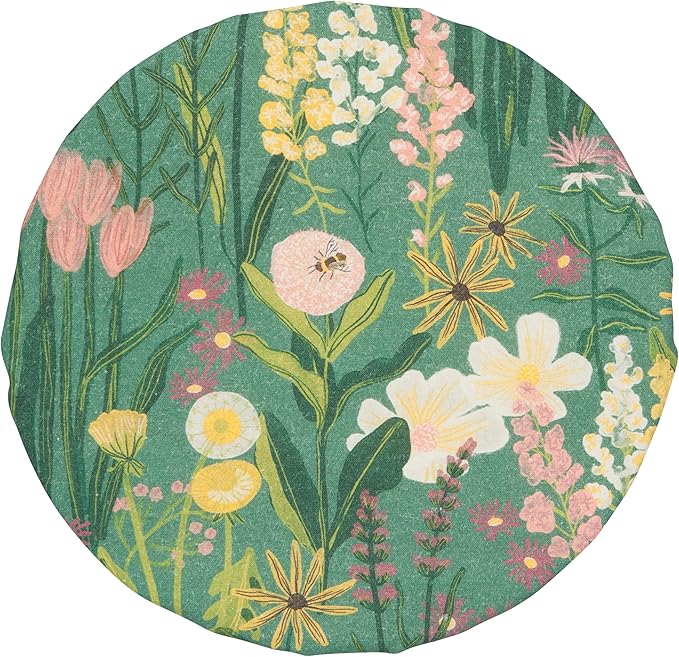 Now Designs Bees & Blooms Save It Reusable Cotton Bowl Covers 7.5 and 9.25 inch, Set of 2