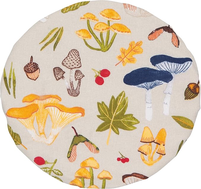 Now Designs Field Mushrooms Save It Reusable Cotton Bowl Covers 7.5 and 9.25 inch, Set of 2
