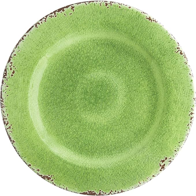 UPware 12 Piece Crackle Melamine Dinnerware Sets, Outdoor Dishes Set, Plates and Bowls Sets, Service for 4, Green