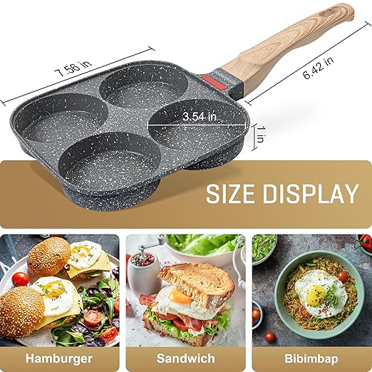 MyLifeUNIT Stainless Steel Pancake Batter Dispenser and Nonstick 4-Cup Egg Pan with Lid