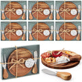 Maxcheck 6 Sets Baby Shower Bridal Game Prizes for Winners Round Cheese Board Set Wood Mini Charcuterie Board with Knives and Forks Thank You Card with Gift Box for Guests Wedding (Acacia)