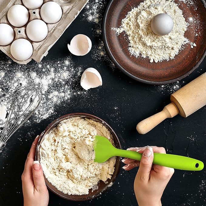 Silicone Spatula 3‑Piece Set Heat Resistant 600°F Non‑Stick Rubber Spatulas with Stainless Steel Core ALLWIN HOUSEWARE Large Spatula, Spoonula & Mini Spatula for Cooking & Baking, Green