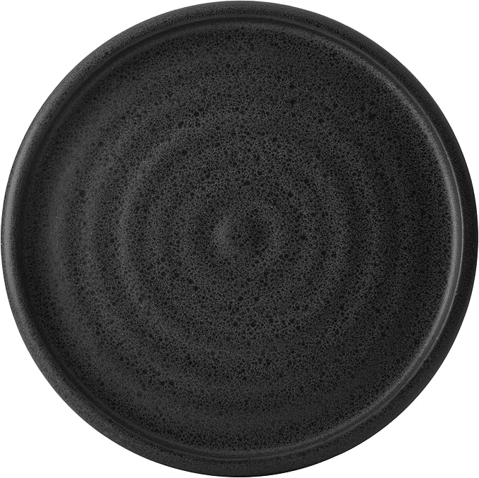 Mikasa Declan 12 Piece Stoneware Dinnerware Set, Service for 4, Modern Black Plate and Bowl Dishes with High Rims, Black