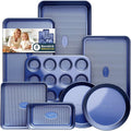 Baking Pans Set 8-Piece Bakeware Sets, Baking Sets for Cooking Nonstick Oven Pan Set, Baking Sheet Set, Cookie Sheets for Baking, Muffin Pan, Ceramic Coated Blue