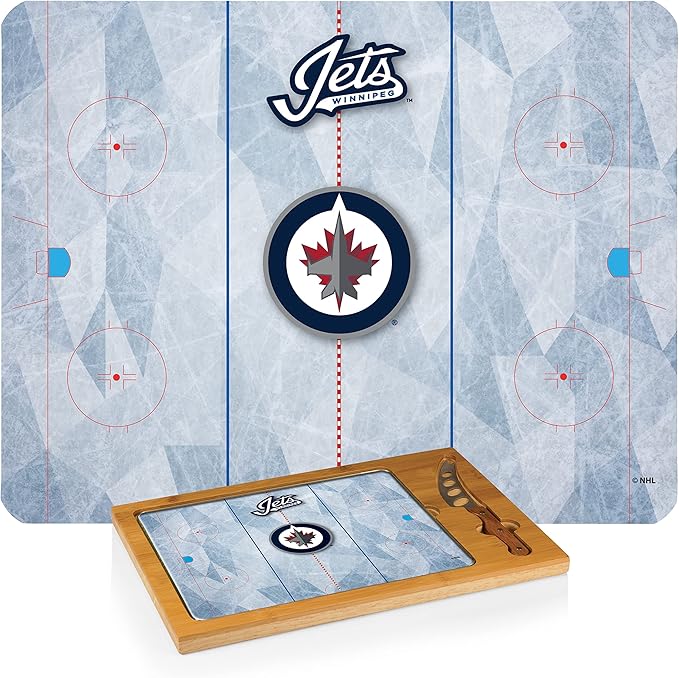 PICNIC TIME NHL unisex-adult NHL Icon Glass Top Cutting Board & Knife Set