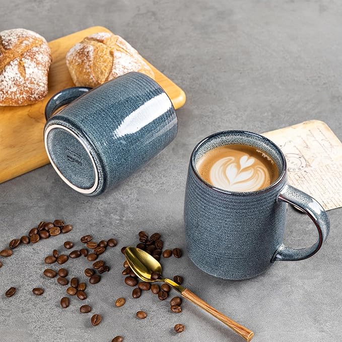 GBhome Large Coffee Mugs Set of 6, 18oz Handmade Ceramic Coffee Mugs Set with Gradient color for Latte/Tea/Beer/Hot Cocoa, Dishwasher & Microwave Safe,