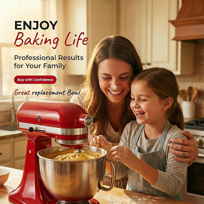 5QT Stainless Steel Mixer Bowl Replacment, Compatible with KitchenAid Tilt-Head Stand Mixers, Artisan&Classic Series 4.5-5QT K45 KSM70 KSM150