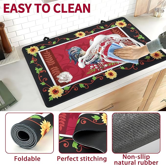 Farmhouse Rooster Stove Top Covers for Electric Stove 20x28 Inch Farmhouse Heat Resistant Glass Top Stove Cover Washable Foldable Cooktop Protector