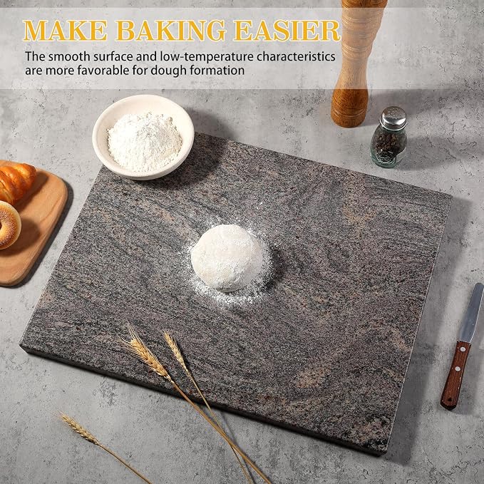 Koville Marble Cutting Board for Kitchen, 20x16 Inches Large Marble Slab Cheese Board, Rectangular Serving Board for Baking Charcuterie Pastry, Natural Stone Board for Countertop (Paradiso)