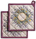 Maison d' Hermine Pot Holders 100% Cotton Heat Resistant Potholders 8" x 8" Hot Pads with Loop BBQ Cooking Baking Gifts for Mothers Day Handling Hot Pans Spring/Summer (Pack of 2, Fanny Lavender)