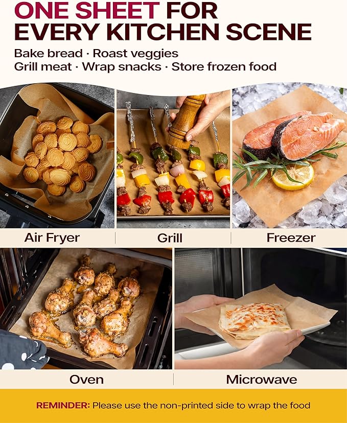 Katbite Parchment Paper Sheets 360 PCS, 12x16 Inches Precut Unbleached Baking Parchment, Non-stick, Non-toxic, Heavy Duty Flat Baking Paper for Oven, Cooking, Grilling, Air Fryer and Steaming