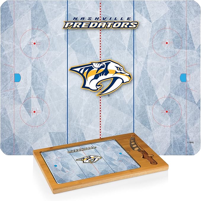 PICNIC TIME NHL unisex-adult NHL Icon Glass Top Cutting Board & Knife Set