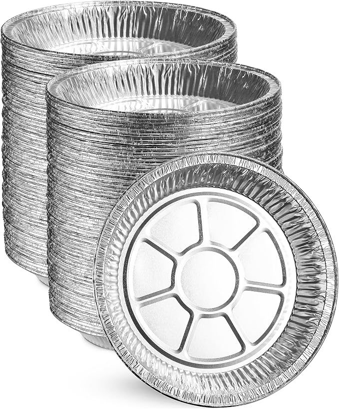 MontoPack Disposable Aluminum Foil Pie/Tart Pan | Round Cake Pan for Baking Personal Mini Pies, Homemade Cakes & Quiche | 9 Inch Pie/Tart Pans - 100 Pack