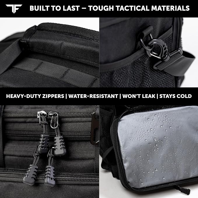 ThinkFit Tactical Lunch Box for Men - Heavy Duty Insulated Lunch Bag - Military Style Large Capacity Meal Prep Cooler Bag for Work, Construction, Blue Collar - Waterproof MOLLE System
