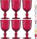 Red Goblets, Set of 6 Hand Crafted Red Colored Wine Glasses for lovers of red glassware, perfect for Valentines Day or Christmas Wine Glasses