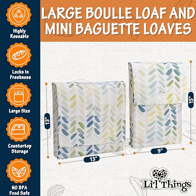 Sourdough Bread Bag – Reusable Beeswax Bread Storage Bags 2.0 (2 Sizes) for Homemade & Artisan Loaves, Cotton-Lined Bread Keeper, Plastic-Free Kitchen Storage – Paintbrush