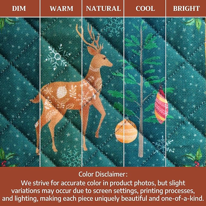 Maison d' Hermine Pot Holders Set 100% Cotton Heat Resistant Potholders 8" x 8" Hot Pads with Loop for Thanksgiving Christmas Decorations BBQ Baking Handling Hot Pans (Pack of 2, Hygge Christmas)