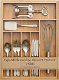 Liviys Cutlery Drawer Organizer for Kitchen Utensils, 13-20 Inches Expandable Bamboo Utensil Tray, Large Wooden Silverware Organizer Insert for Kitchen Drawers