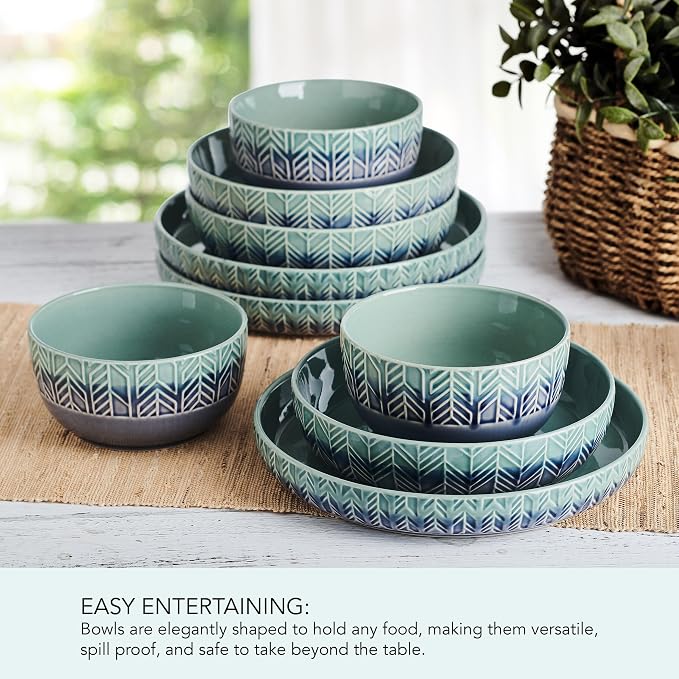 Mikasa Osborne 9 Piece Dinnerware Bowl Set, Service for 3