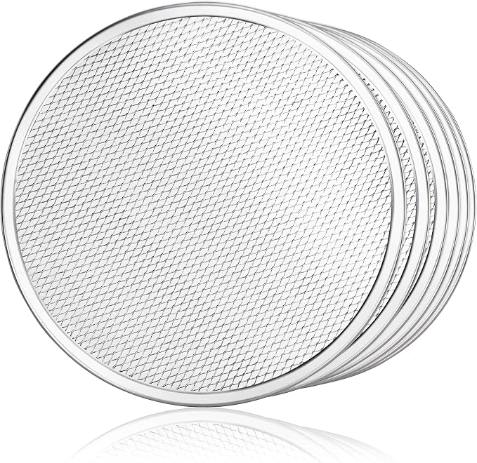 New Star Foodservice Restaurant-Grade Seamless Aluminum Pizza Baking Screen, 12 Inch, Pack of 6