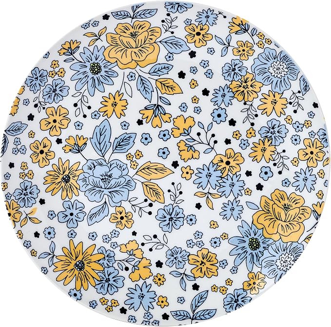 Pfaltzgtraff Vibrant Garden 12 Piece Floral Stoneware Dinnerware Plate Bowl Dish Set, Service for 4