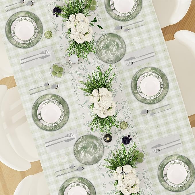 Porcelain Lightweight Dinnerware Sets for 4, 16 Pieces Sage Green White Floral Ceramic Plates and Bowls Set, Summer Dish Set with Pasta Bowls, Microwave and Dishwasher Safe