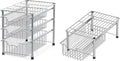 Simple Houseware Stackable 3 Tier Sliding Basket + Single Tier Basket, Chrome