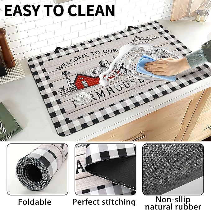 Farmhouse Stove Top Covers for Electric Stove 20x28 Inch Farmhouse Heat Resistant Glass Top Stove Cover Washable Foldable Cooktop Protector