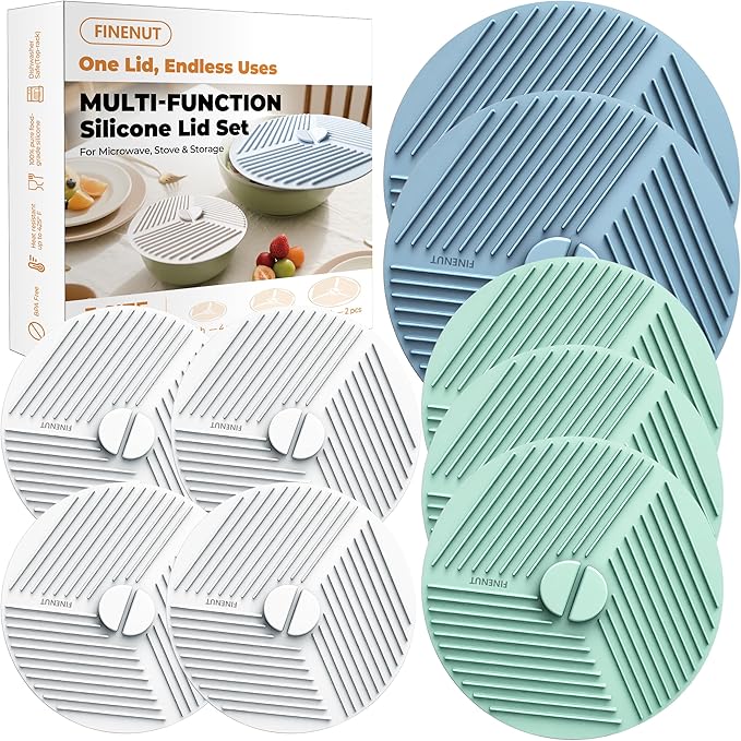 Silicone Ice Ball Mold with Lid, 4 Pack & Silicone Lids for Bowls,Pot Holders - 9-Pack