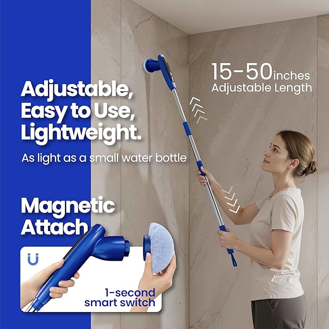 Electric Spin Scrubber & Wire Dishcloths 10 Pack Bundle – Cordless Power Scrubber 120 Min IPX7 Waterproof 8 Brush Heads + 8x8in Double-Layer Non-Scratch Reusable Cleaning Cloths