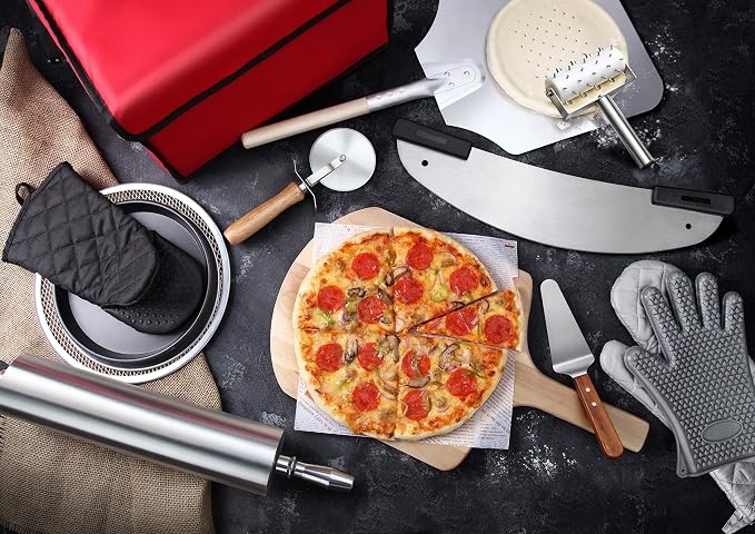 New Star Foodservice Restaurant-Grade Aluminum Pizza Pan/Tray, Wide Rim, 10 Inch, Pack of 6