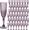 Plastic Champagne Flutes, Champagne Glasses Bulk, Reusable Unbreakable Acrylic Wine Glasses Goblets for Weddings Bachelor Parties Toasting Bridal Shower (48, Dark Purple)