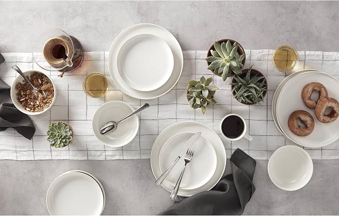 Oneida White 24 Seven Piece Dinnerware Set, 12 Count, Dorm Necessities, Dorm Essentials