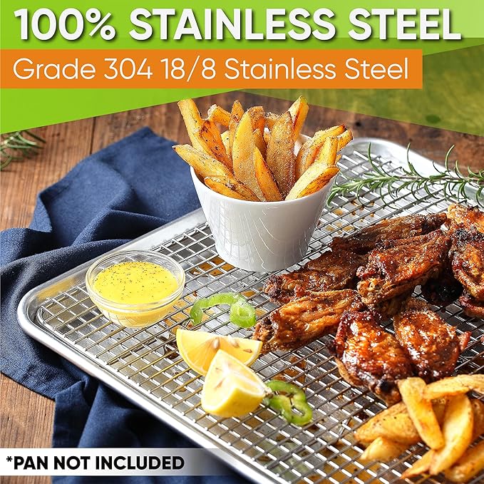Spring Chef 11.5 x 16.5 Inch Stainless Steel Cooling Racks for Cooling & Baking - Oven Safe - Wire Roasting Racks for Oven Use - Fits Half Sheet Cookie Pan - Dishwasher Safe - Set of 2