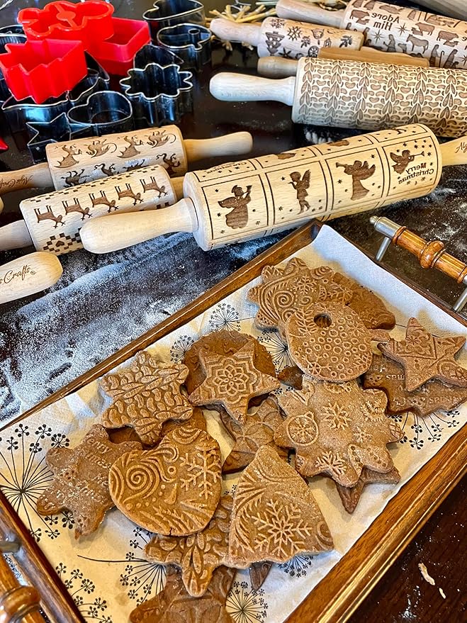 IRISH CLOVER KNOT Embossing Rolling Pin. Dough Roller with Shamrock Pattern for Homemade Cookies and Pottery by Algis Crafts
