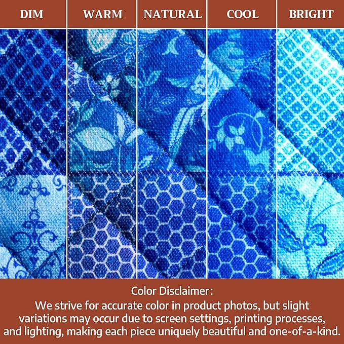 Maison d' Hermine Pot Holders 100% Cotton Heat Resistant Potholders 8" x 8" Hot Pads with Loop BBQ Cooking Baking Gifts for Mothers Day Handling Hot Pans Spring/Summer (Pack of 2, Indigo Love)