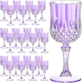 7OZ Plastic Wine Glasses, Reusable Vintage Goblets Unbreakable Drinking Glasses Crystal Water Cups Champagne for Wedding, Parties (24, Light Purple)