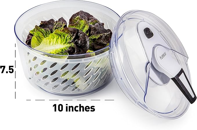 Large Salad Spinner Lettuce Dryer - Easy Spin Salad Spinner Large Vegetable Washer - Manual Salad spinner - Vegetable Dryer - Veggie Spinner Dry Salad Spinner By Fullstar