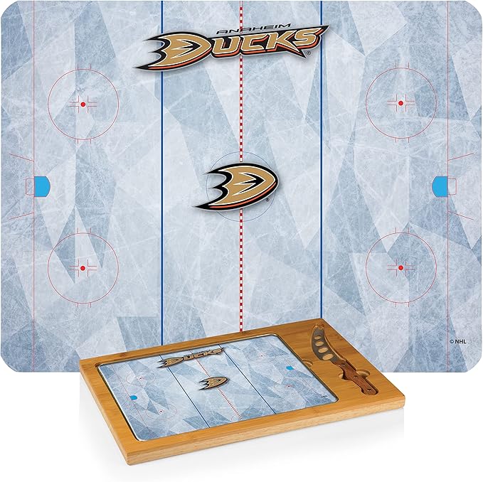 PICNIC TIME NHL unisex-adult NHL Icon Glass Top Cutting Board & Knife Set