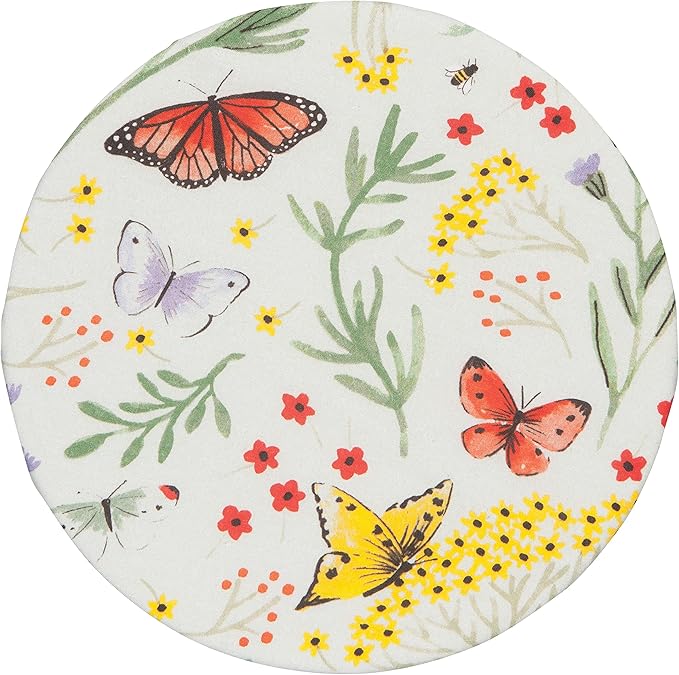 Now Designs Morning Meadow Save It Reusable Cotton Bowl Covers 7.5 and 9.25 inch, Set of 2
