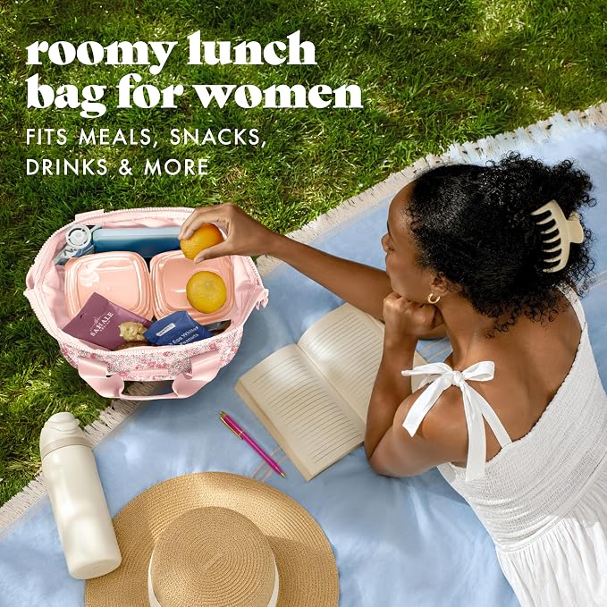 Fit & Fresh Remi Lunch Bag for Women Work – Neoprene Lunch Tote with Containers & Ice Pack, Reusable Meal Prep Lunch Box, Large Capacity, Machine Washable