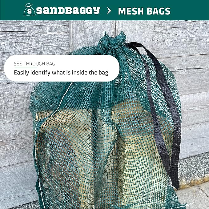 Sandbaggy Mesh Onion Produce Bags | XXL 24" x 35 Inch Bags | 50 lb Capacity | Breathable Fabric | Great for Packaging Produce & Fruit (Pack of 50)